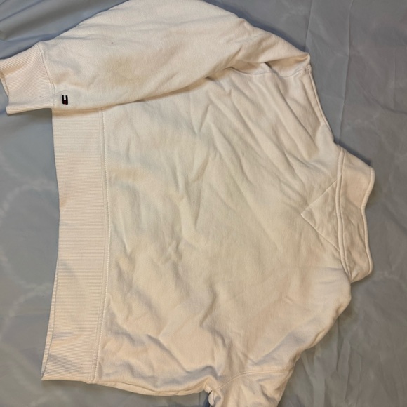 Tommy Hilfiger White Cropped Quarter-Zip Sweatshirt with Logo - Picture 4 of 5